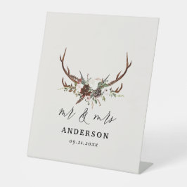 Expositor En L Guión Stag rústico botánico boda mr y mrs