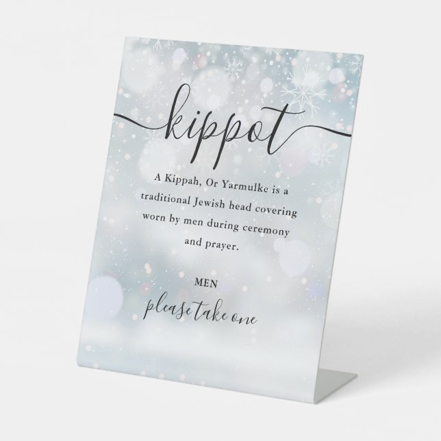 Expositor En L Guión yarmulke para la boda de invierno judía Kipp (Anverso)