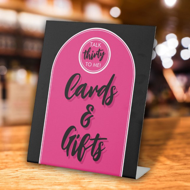 Expositor En L Habla Treinta Para Mí Fiesta De Cumpleaños 30 (Talk 30 to me tabletop sign for thirtieth birthday party card and gifts)