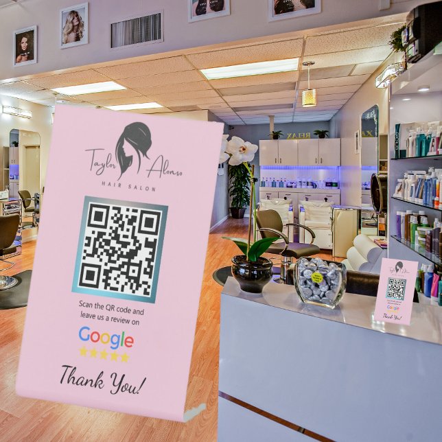 Expositor En L Hair Salon Google Review Rótulo Pedestal Rosa (Subido por el creador)