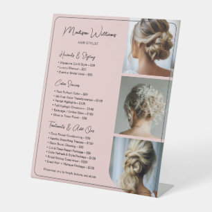 Expositor En L Hair Stylist Salon Services Lista de precios Pink