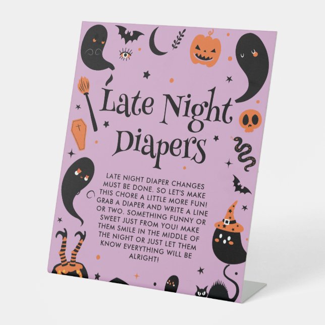 Expositor En L Halloween Baby Shower Late Night Diapers Game (Anverso)