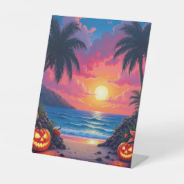Expositor En L Halloween en una playa tropical