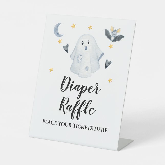 Expositor En L Halloween Ghost Baby Shower Diaper Raffle (Anverso)