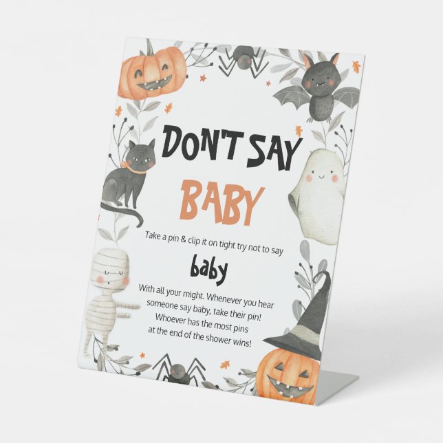 Expositor En L Halloween lindo no digas juego de Baby Shower para (Anverso)