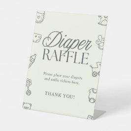 Expositor En L Hand Drawn Baby Shower Diaper Raffle Sign