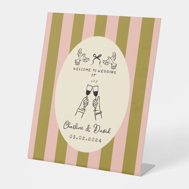 Expositor En L Hand Drawn Scribble Wedding Welcome Sign (Anverso)