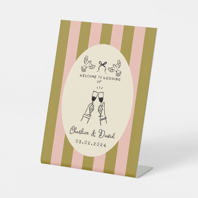 Expositor En L Hand Drawn Scribble Wedding Welcome Sign (Anverso)