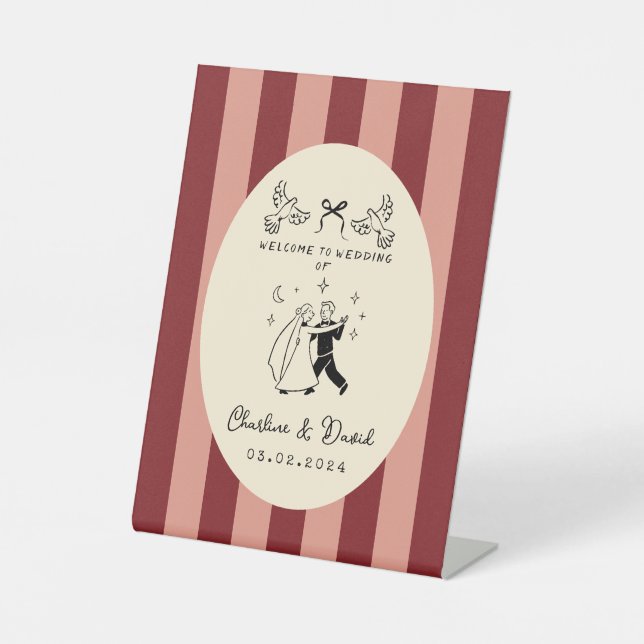 Expositor En L Hand Drawn Scribble Wedding Welcome Sign (Anverso)