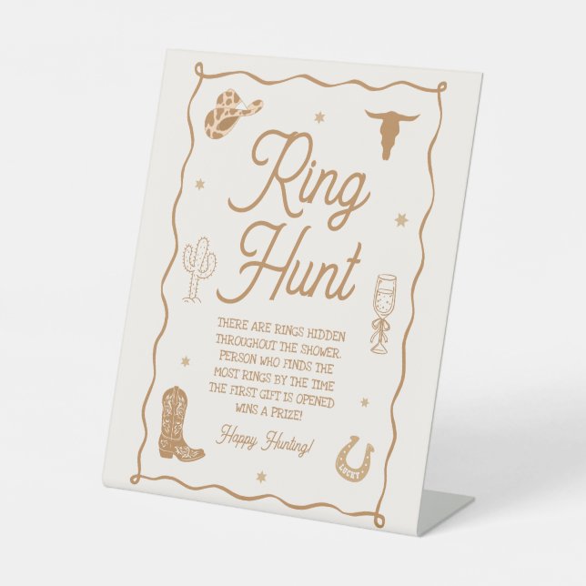 Expositor En L Hand Drawn Western Bridal Shower Ring Hunt Game (Anverso)