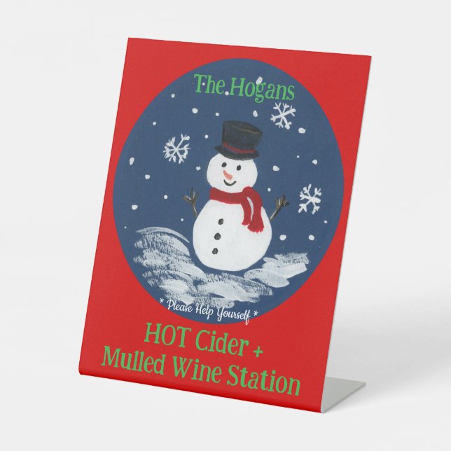 Expositor En L Hand Painted Snowman Red PERSONALIZE Hot Drinks (Anverso)