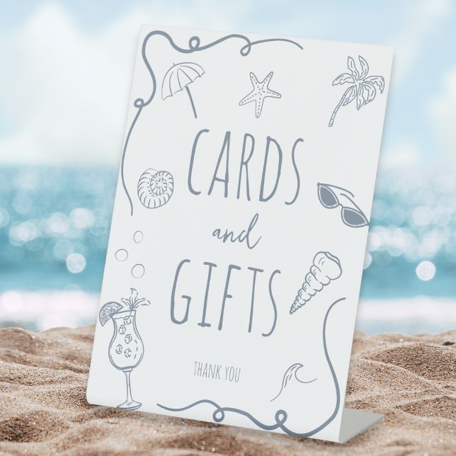 Expositor En L HandDrawn Beach Doodle Bridal Shower Cards & Gifts (Subido por el creador)