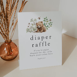 Expositor En L HANNAH Bear Woodland Baby Shower Diaper Raffle
