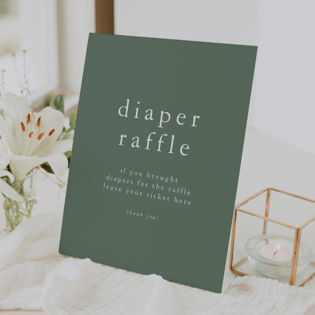 Expositor En L HANNAH Sage Green Simple Baby Shower Diaper Raffle (HANNAH Sage Green Simple Baby Shower Diaper Raffle Pedestal Sign)