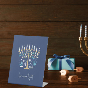 Expositor En L Hanukkah Amor y Luz Floral Menorah