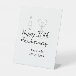 Expositor En L Happy 20th anniversary champagne bottle glass name