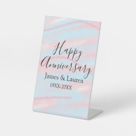 Expositor En L Happy anniversary wedding name date year pastel