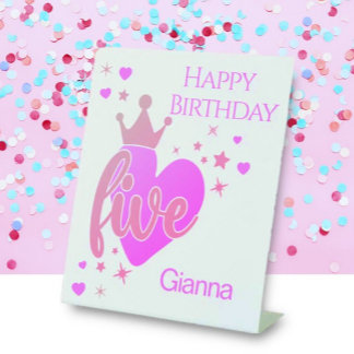 Expositor En L Happy Birthday #5 party Pedestal Sign