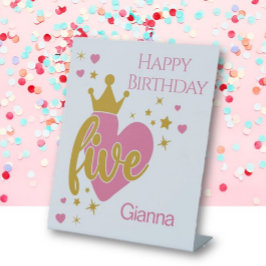 Expositor En L Happy Birthday #5 party Pedestal Sign