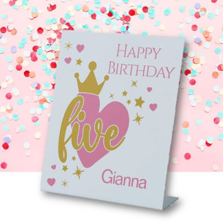 Expositor En L Happy Birthday #5 party Pedestal Sign