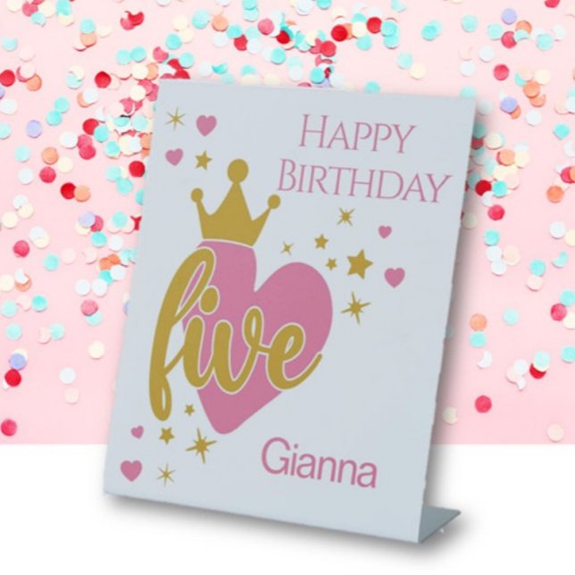 Expositor En L Happy Birthday #5 party Pedestal Sign (Subido por el creador)