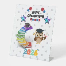 Expositor En L Happy Graduation 2026 - Cute Owl & Books 