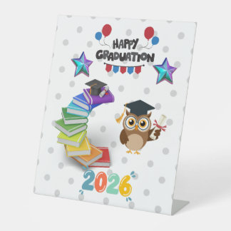 Expositor En L Happy Graduation 2026 - Cute Owl & Books 