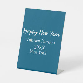 Expositor En L Happy new year blue name place year boho simple 
