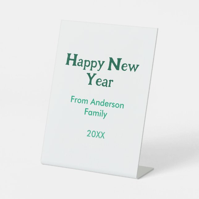 Expositor En L Happy new year green add family name year simple  (Anverso)