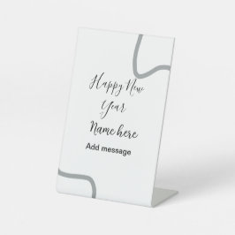 Expositor En L Happy new year name message gray simple holiday