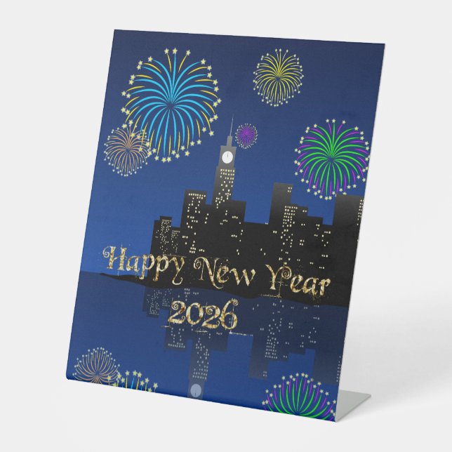 Expositor En L Happy New Year’s Eve Midnight Fireworks City Light (Anverso)