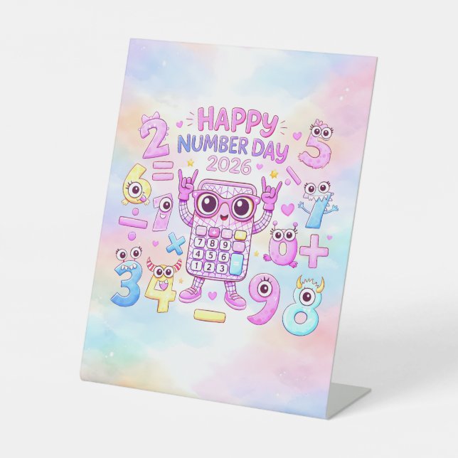 Expositor En L Happy Number Day 2026 Cute Calculator Design (Anverso)