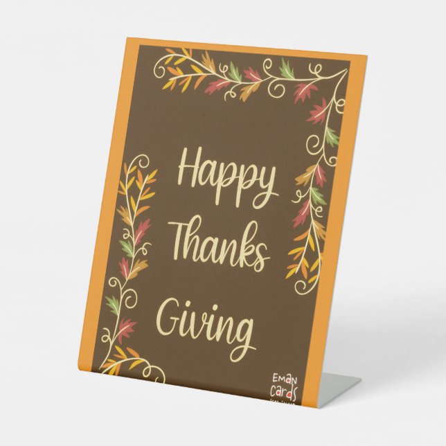 Expositor En L Happy Thanksgiving Brown Theme (Anverso)
