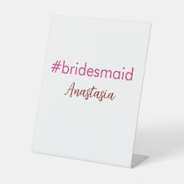 Expositor En L Hashtag de la dama de honor ligero rosa añadir nom