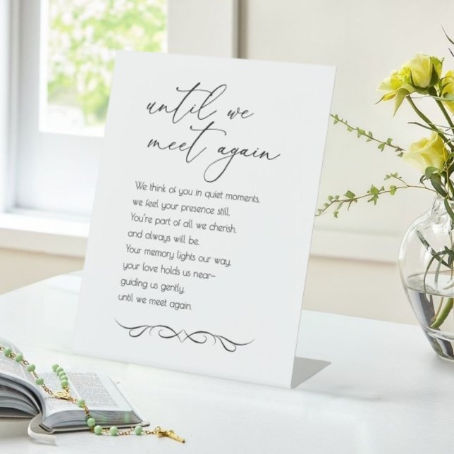 Expositor En L Hasta que nos reunamos de nuevo - Boda Memorial (Until We Meet Again - Wedding Memorial Pedestal Sign)