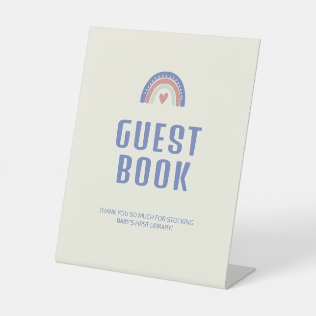 Expositor En L Hello Baby Cute Boho Guest Book Baby Shower (Anverso)