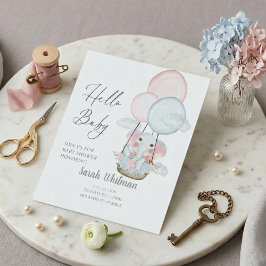 Expositor En L "Hello Baby" Elephant Hot Air Balloon Baby Shower