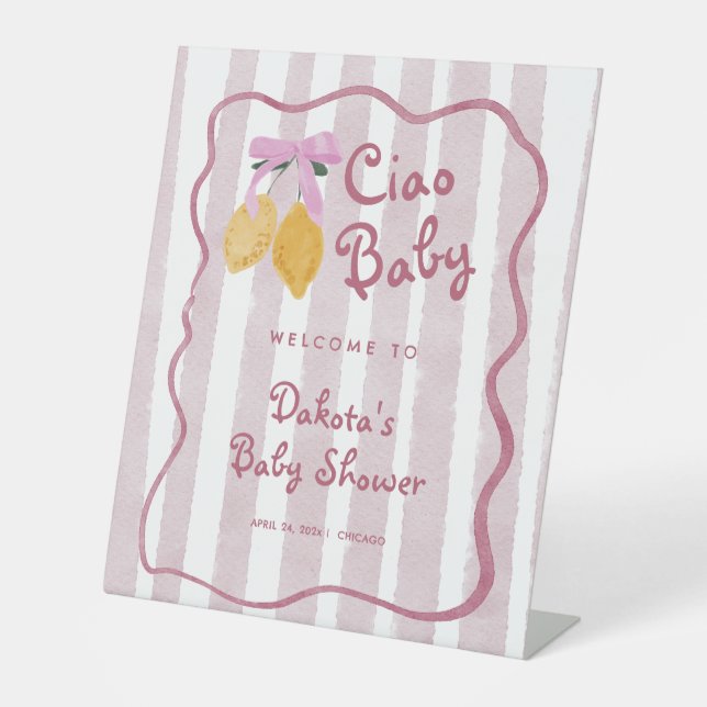 Expositor En L Hello Baby Lemon Girl Baby Shower Welcome (Anverso)