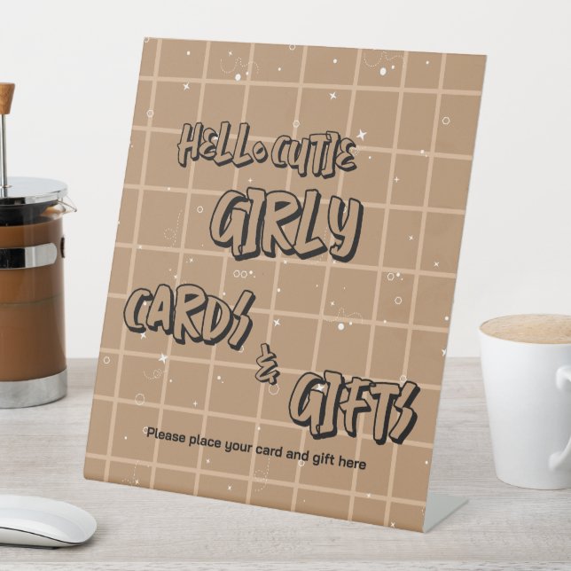 Expositor En L Hello Cutie Girly Cute Brown Gingham Cards & Gifts (In Situ)