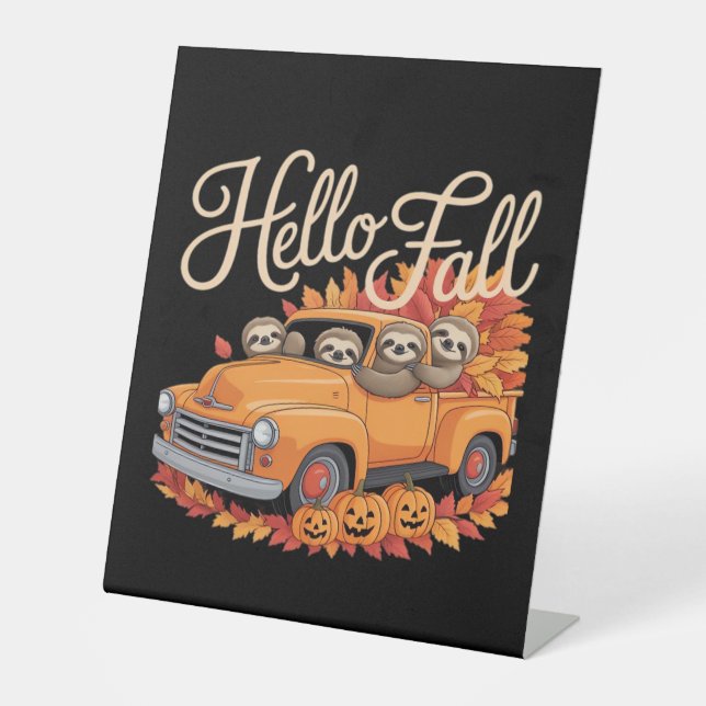 Expositor En L Hello Fall Funny Slony Sloth Halloween pumkin Clas (Anverso)