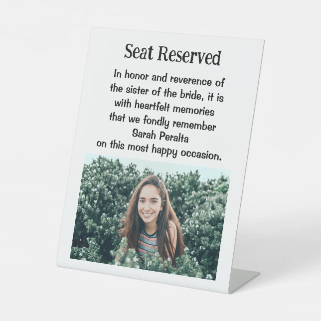 Expositor En L Hermana Del Rótulo De La Plaque De La Novia Boda (Anverso)