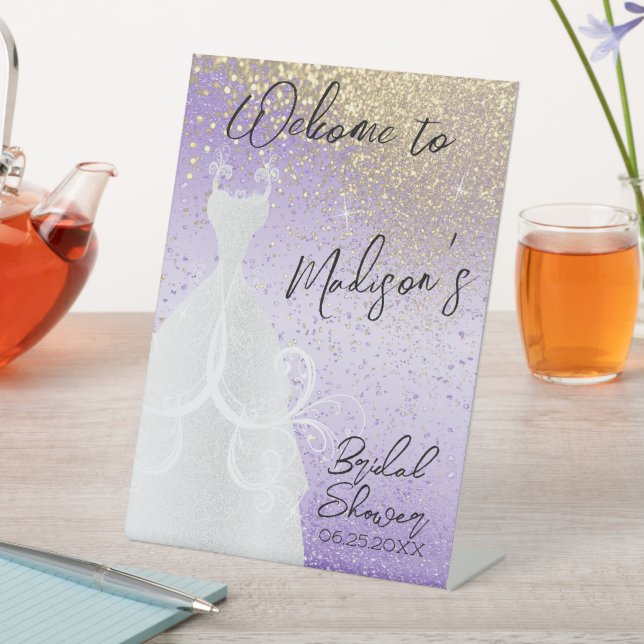 Expositor En L Hermosa ducha de novia - morado y oro (In Situ)