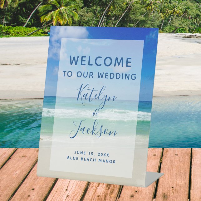 Expositor En L Hermosa playa Bienvenidos a nuestro Océano Boda (Subido por el creador)