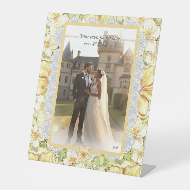 Expositor En L Hibisco y encaje AMARILLO (Anverso)