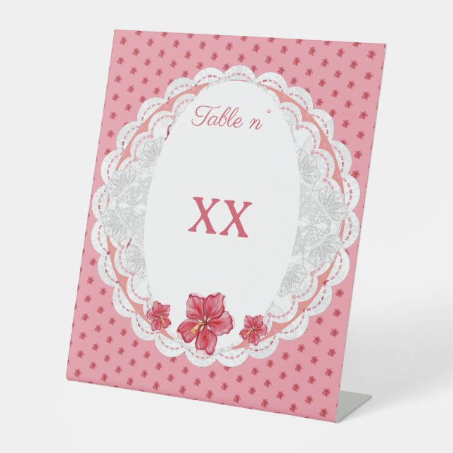 Expositor En L Hibiscus & lace RED (Anverso)