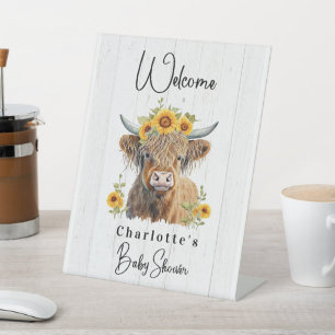 Expositor En L Highland Cow Floral Boho Granja Animal Briower