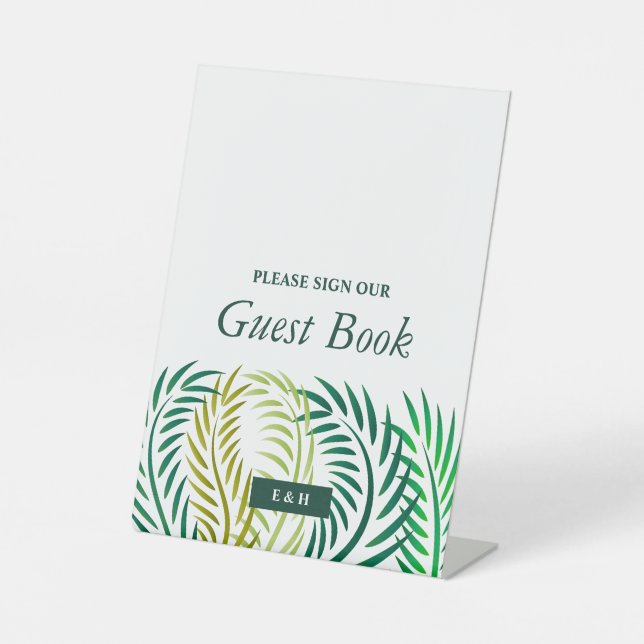 Expositor En L Hojas de palmeras tropicales, bodas en la playa (Anverso)