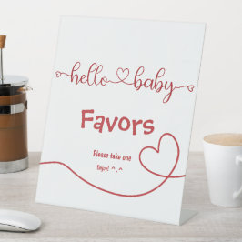 Expositor En L Hola Baby Red Heart Minimal Baby Shower Favors