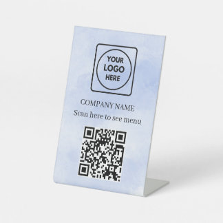 Expositor En L Holographic QR Business Menu Display Pedestal Sign