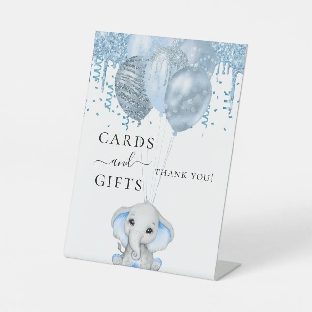Expositor En L Hombres blancos globos azules de elefante de Baby  (Anverso)